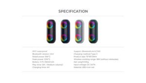 Havit SK875BT RGB Portable Wireless Waterproof Bluetooth Speaker Specifications