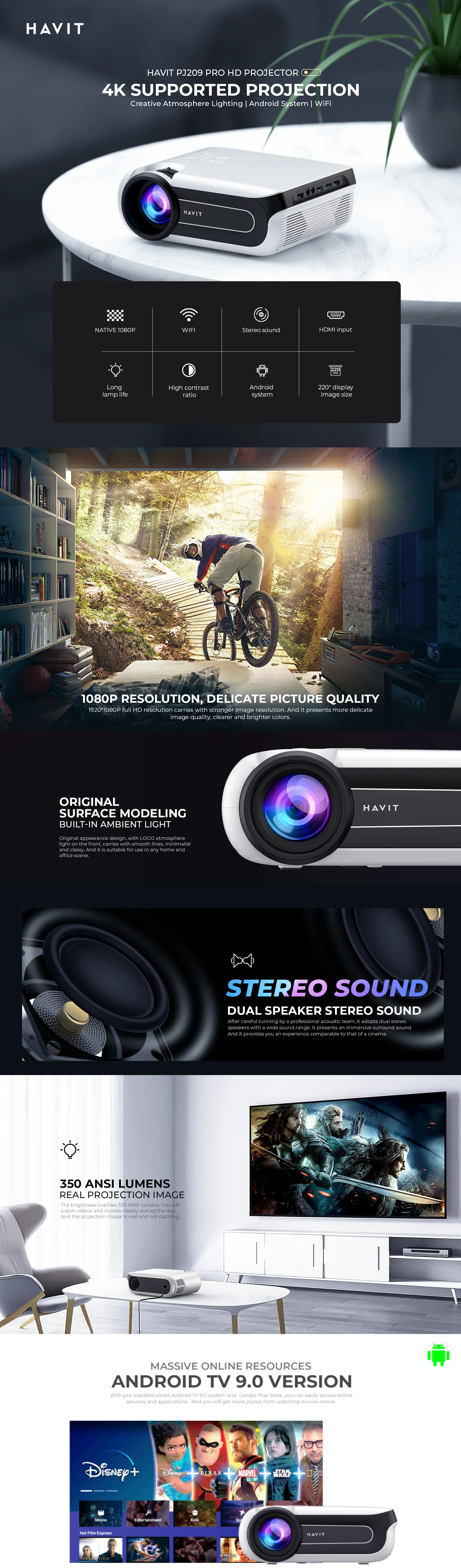 Havit PJ209 PRO 1080P HD Smart Projector