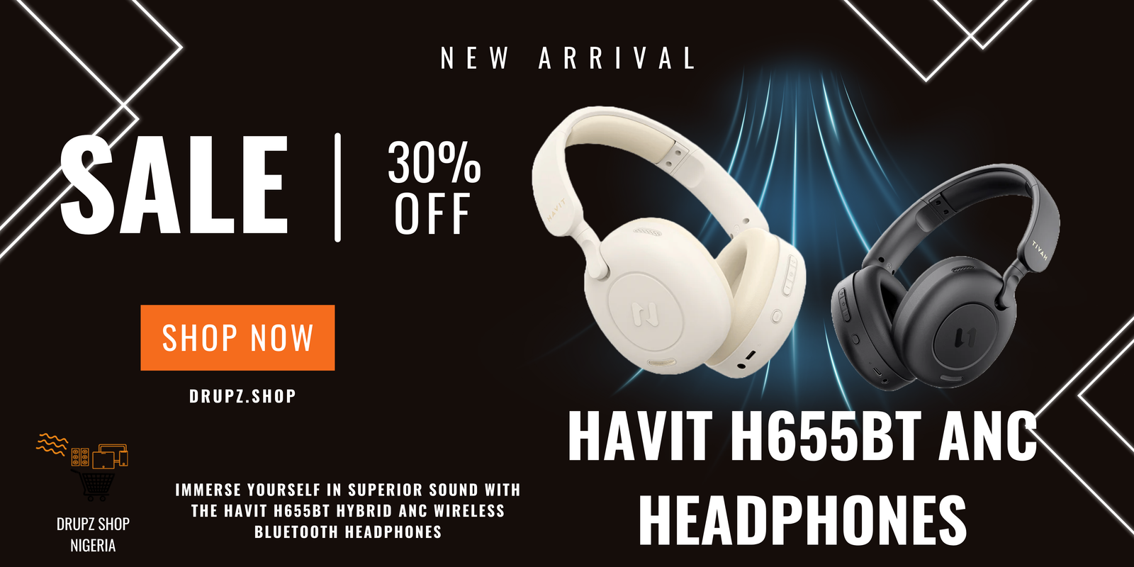 Havit H655BT Hybrid Active Noise Cancelling Wireless Bluetooth Headphone
