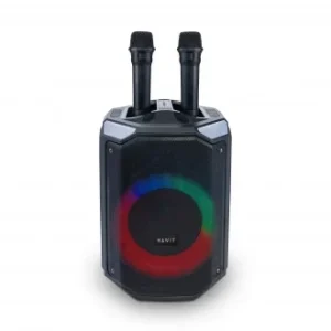Havit SQ143BT Outdoor RGB Bluetooth Speaker with 2 Microphones – Powerful 50W Sound for Parties & Outdoor Events