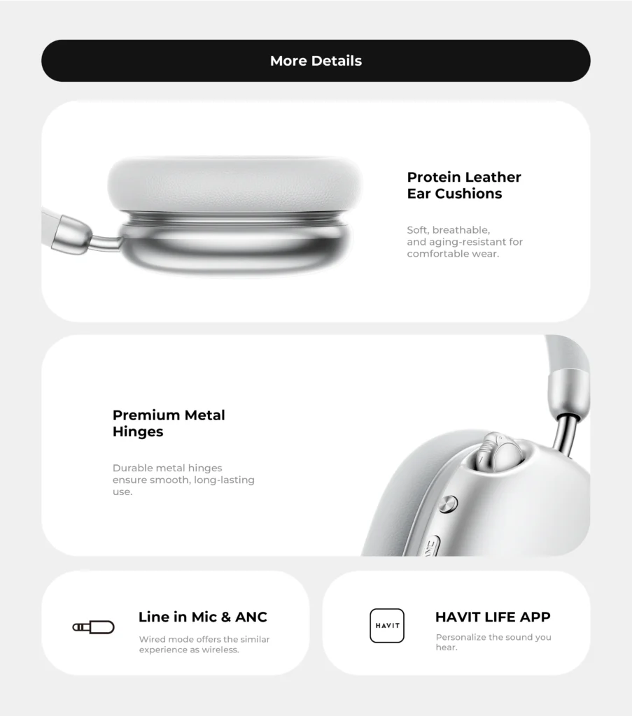 Havit H670BT SPACE S1 Adaptive Hybrid ANC Bluetooth Headphones