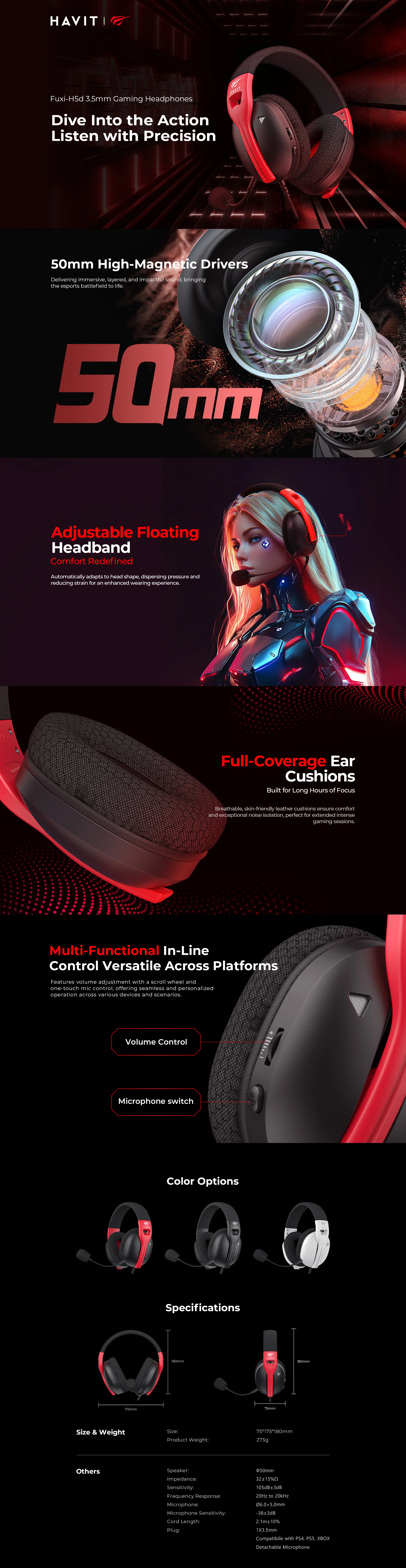 Havit Gamenote Fuxi-H5D 3.5mm Wired Gaming Headphone