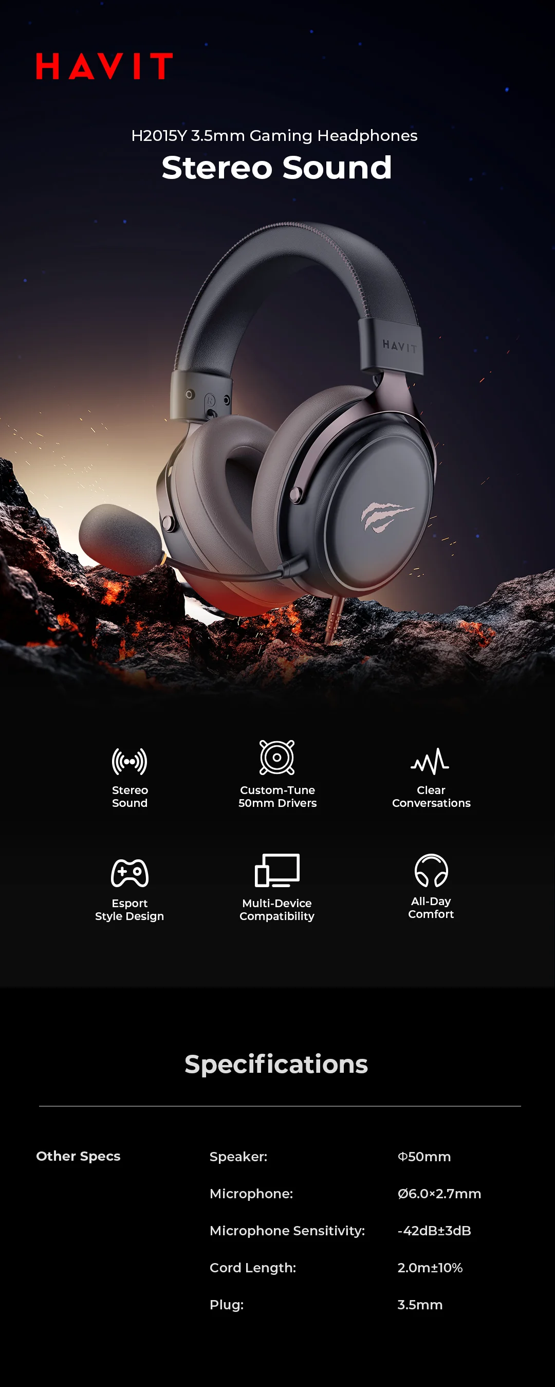 HAVIT Gaming Headphones H2015Y
