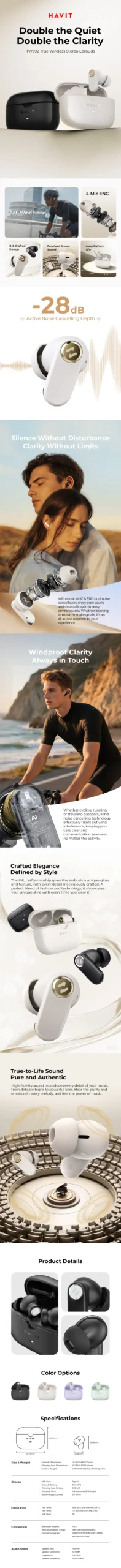 Havit TW992 True Wireless ANC Earbuds