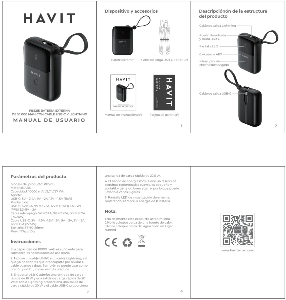 Havit PB5215 10000mAh PD20W Fast Charging Power Bank